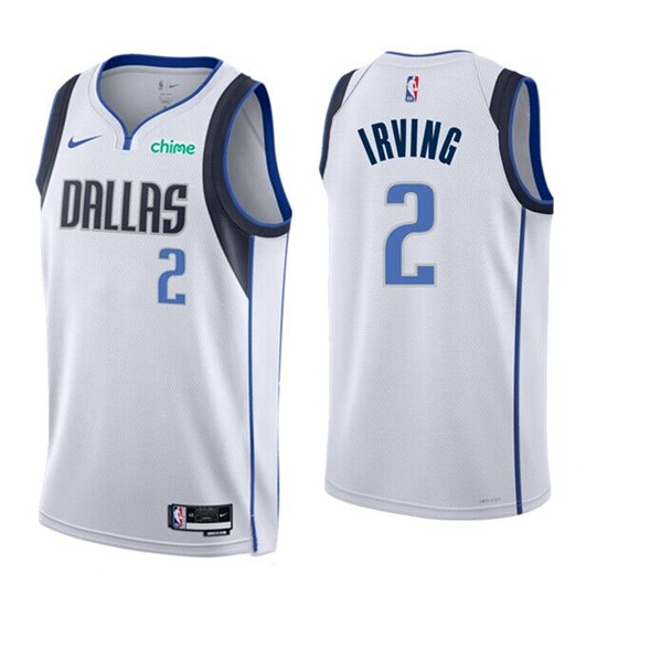 Mens Dallas Mavericks #2 Kyrie Irving White Association Edition Stitched Basketball Jersey